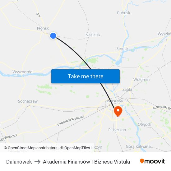 Dalanówek to Akademia Finansów I Biznesu Vistula map