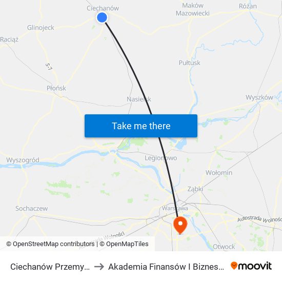 Ciechanów Przemysłowy to Akademia Finansów I Biznesu Vistula map