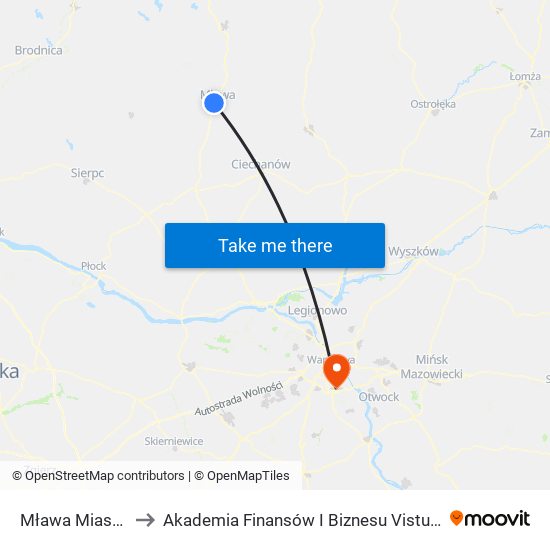 Mława Miasto to Akademia Finansów I Biznesu Vistula map