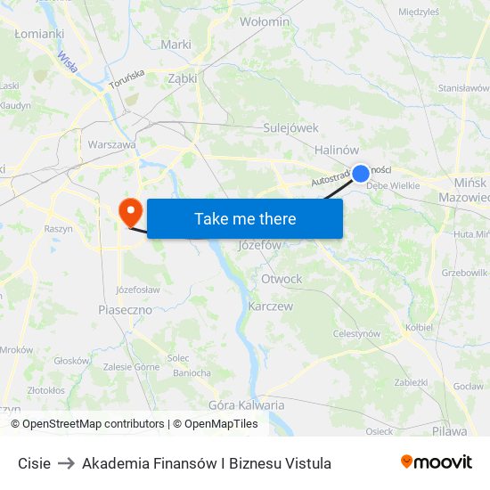 Cisie to Akademia Finansów I Biznesu Vistula map