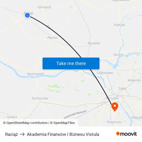 Raciąż to Akademia Finansów I Biznesu Vistula map