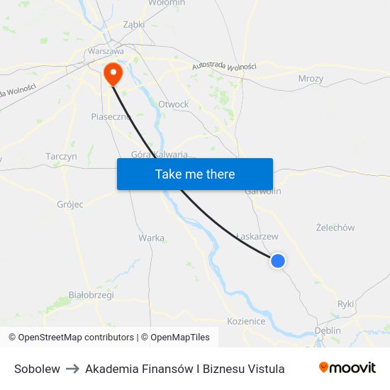 Sobolew to Akademia Finansów I Biznesu Vistula map