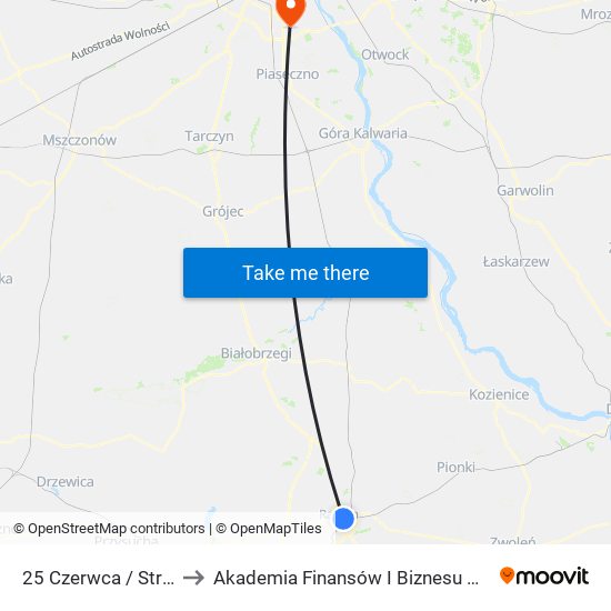 25 Czerwca / Struga to Akademia Finansów I Biznesu Vistula map