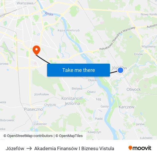 Józefów to Akademia Finansów I Biznesu Vistula map