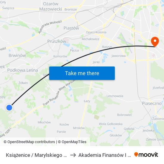 Książenice / Marylskiego / Agri-Rol 01 (Nż) to Akademia Finansów I Biznesu Vistula map