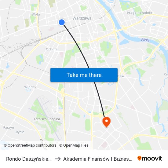 Rondo Daszyńskiego 05 to Akademia Finansów I Biznesu Vistula map