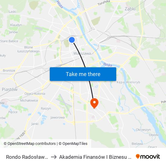 Rondo Radosława 06 to Akademia Finansów I Biznesu Vistula map