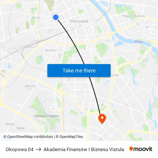 Okopowa 04 to Akademia Finansów I Biznesu Vistula map