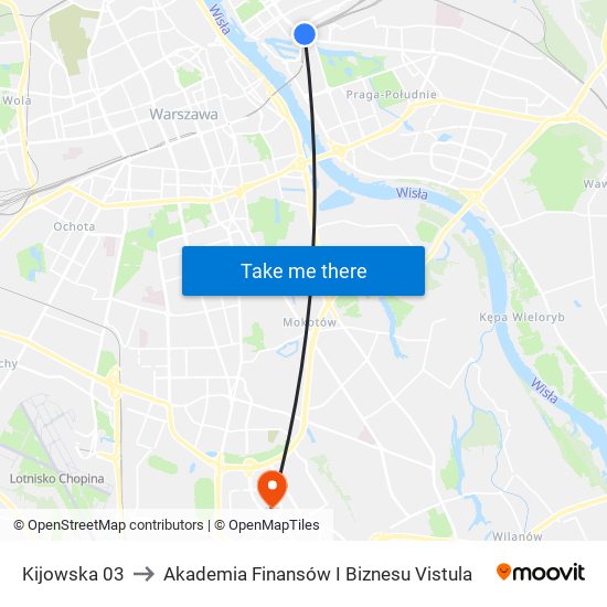 Kijowska 03 to Akademia Finansów I Biznesu Vistula map