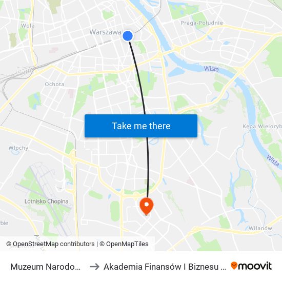 Muzeum Narodowe to Akademia Finansów I Biznesu Vistula map