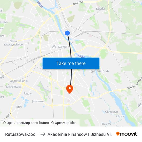 Ratuszowa-Zoo to Akademia Finansów I Biznesu Vistula map