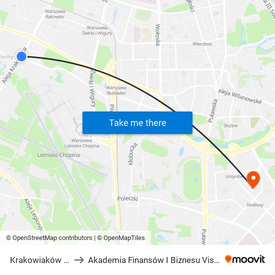 Krakowiaków to Akademia Finansów I Biznesu Vistula map