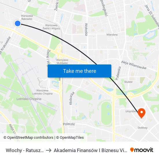 Włochy - Ratusz 03 to Akademia Finansów I Biznesu Vistula map