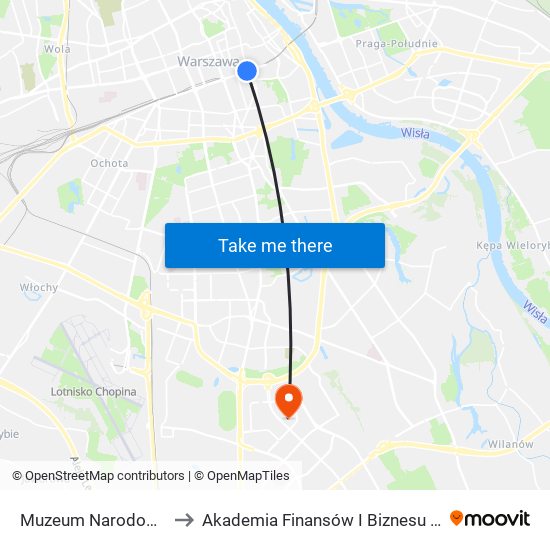 Muzeum Narodowe to Akademia Finansów I Biznesu Vistula map