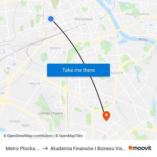 Metro Płocka 03 to Akademia Finansów I Biznesu Vistula map