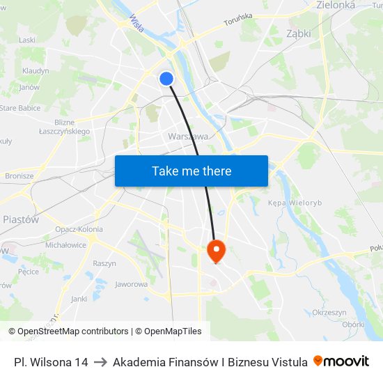 Pl. Wilsona to Akademia Finansów I Biznesu Vistula map