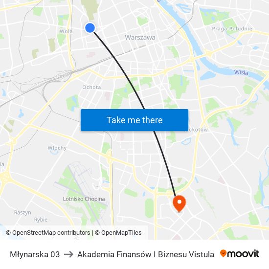 Młynarska to Akademia Finansów I Biznesu Vistula map