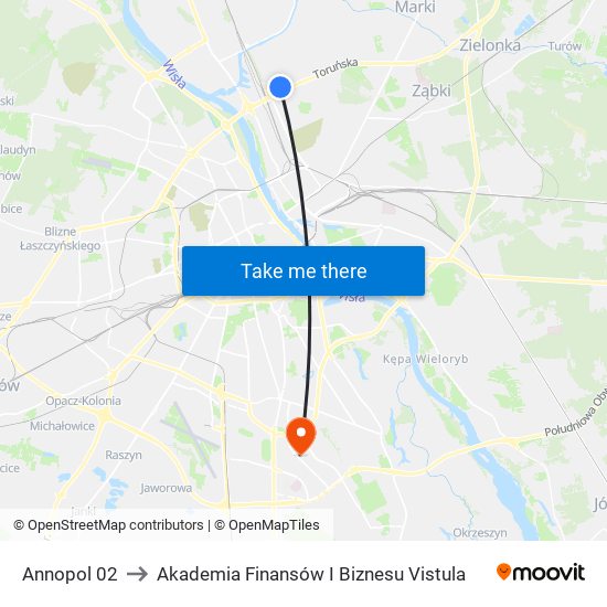 Annopol to Akademia Finansów I Biznesu Vistula map