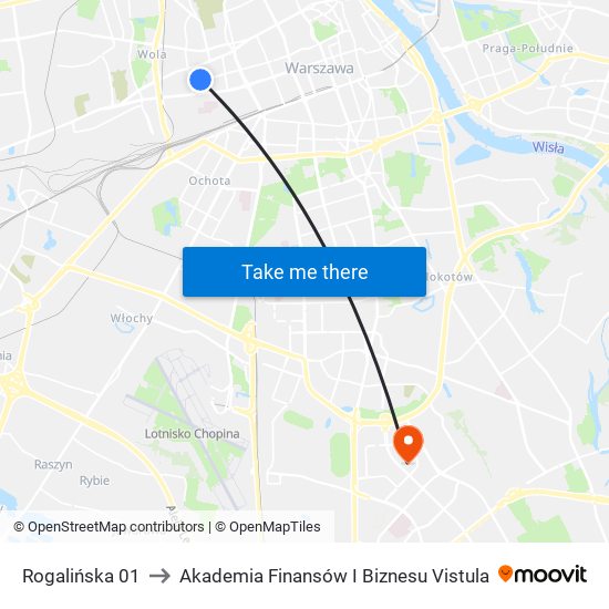 Rogalińska to Akademia Finansów I Biznesu Vistula map