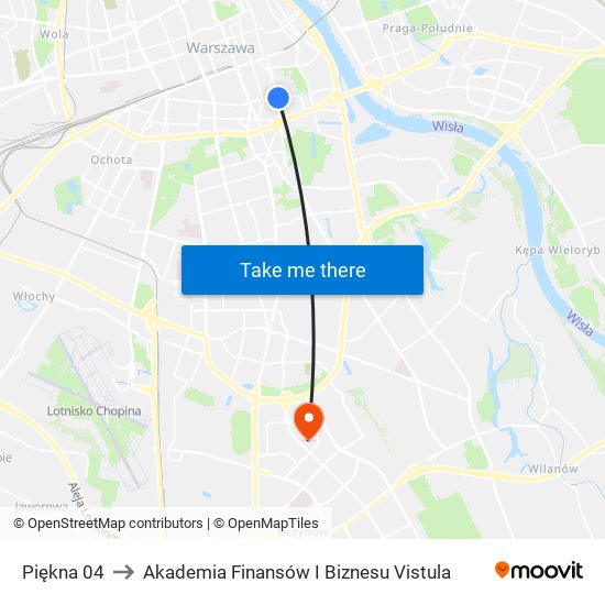 Piękna 04 to Akademia Finansów I Biznesu Vistula map