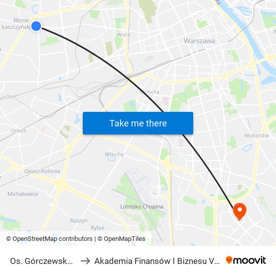 Os. Górczewska 04 to Akademia Finansów I Biznesu Vistula map