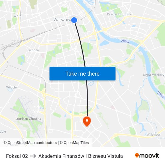 Foksal to Akademia Finansów I Biznesu Vistula map