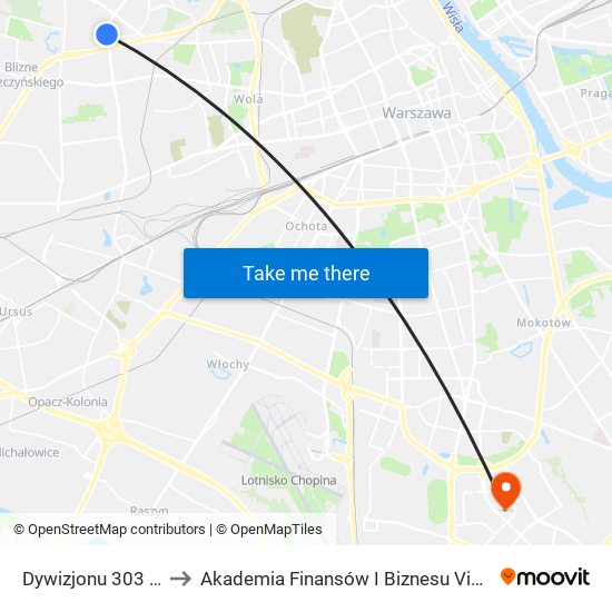 Dywizjonu 303 02 to Akademia Finansów I Biznesu Vistula map