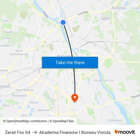 Żerań Fso 04 to Akademia Finansów I Biznesu Vistula map