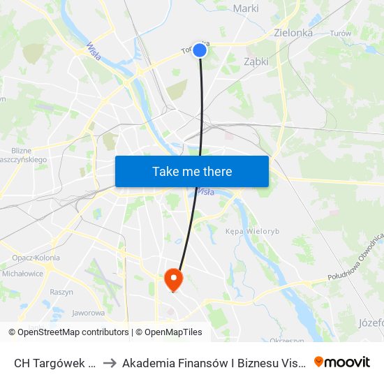 CH Targówek 02 to Akademia Finansów I Biznesu Vistula map