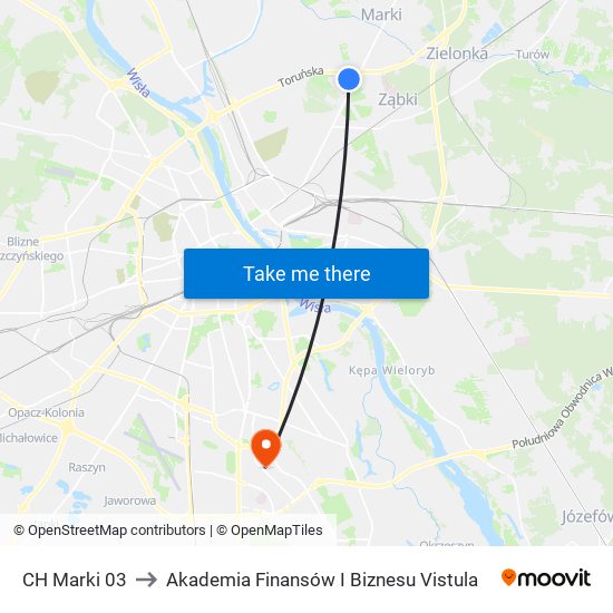 CH Marki 03 to Akademia Finansów I Biznesu Vistula map