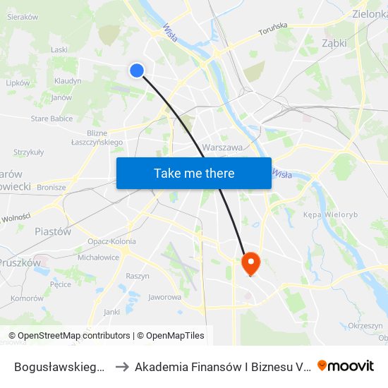 Bogusławskiego 06 to Akademia Finansów I Biznesu Vistula map