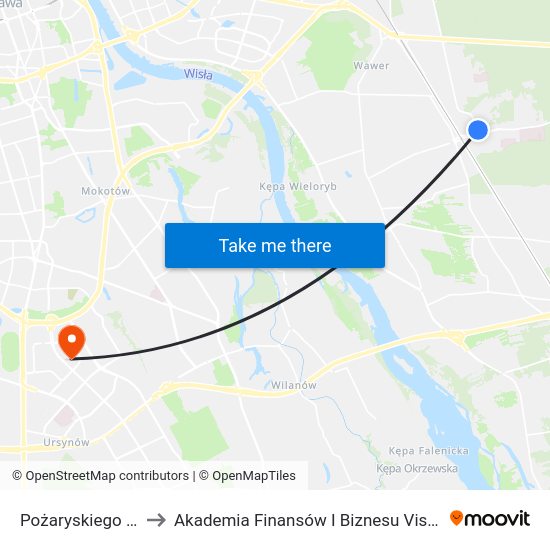 Pożaryskiego to Akademia Finansów I Biznesu Vistula map