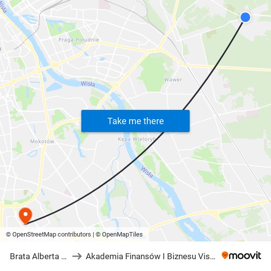 Brata Alberta 01 to Akademia Finansów I Biznesu Vistula map