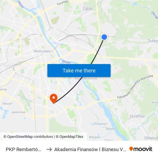 PKP Rembertów 01 to Akademia Finansów I Biznesu Vistula map