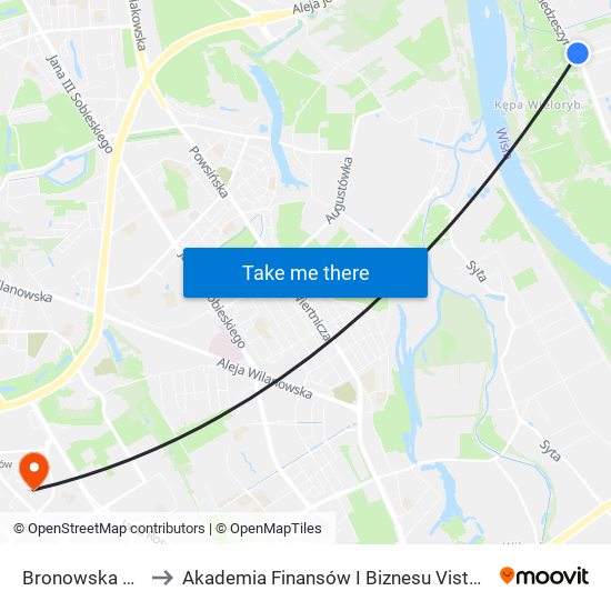 Bronowska 02 to Akademia Finansów I Biznesu Vistula map