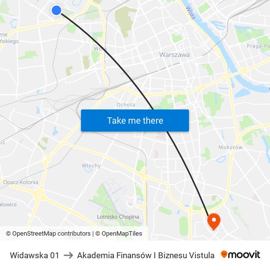 Widawska to Akademia Finansów I Biznesu Vistula map