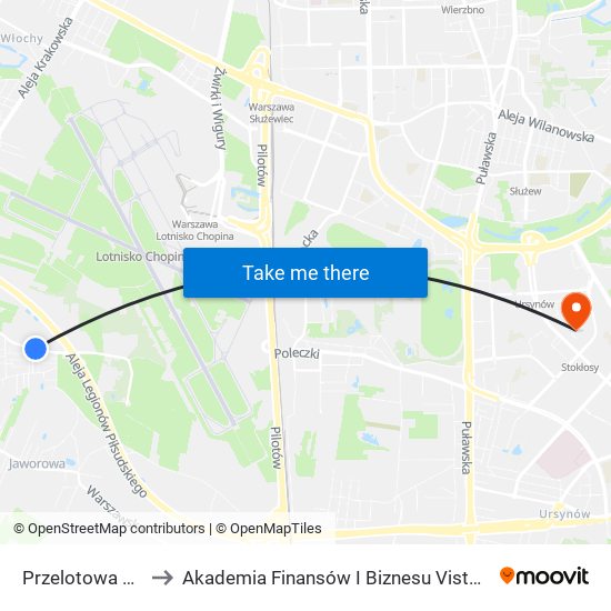 Przelotowa to Akademia Finansów I Biznesu Vistula map