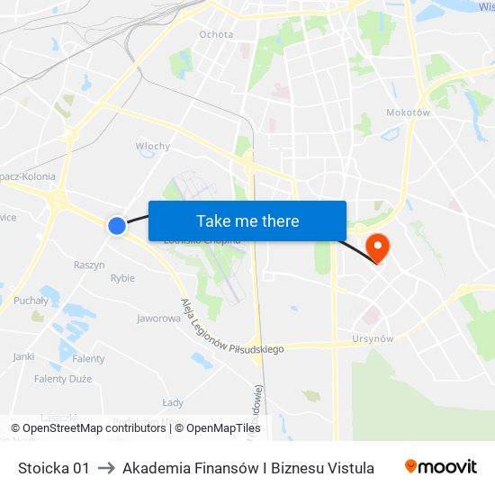 Stoicka to Akademia Finansów I Biznesu Vistula map