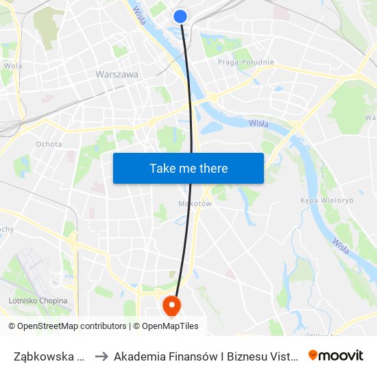 Ząbkowska 01 to Akademia Finansów I Biznesu Vistula map