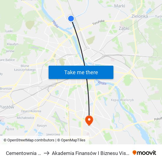 Cementownia 01 to Akademia Finansów I Biznesu Vistula map