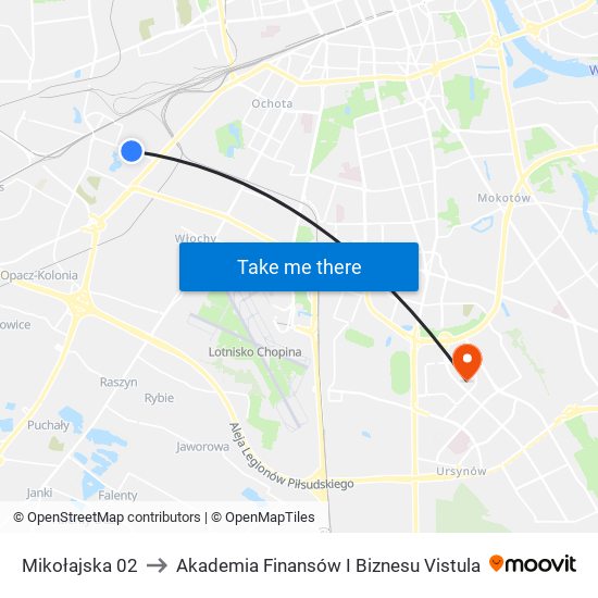 Mikołajska to Akademia Finansów I Biznesu Vistula map