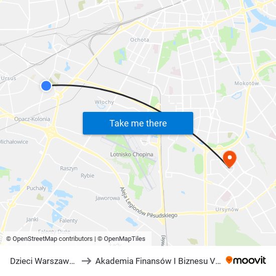 Dzieci Warszawy 01 to Akademia Finansów I Biznesu Vistula map