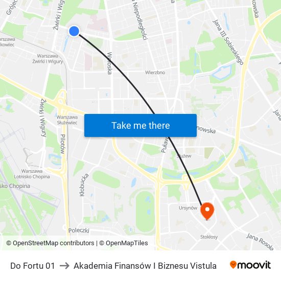 Do Fortu 01 to Akademia Finansów I Biznesu Vistula map