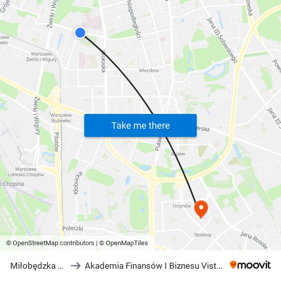 Miłobędzka 01 to Akademia Finansów I Biznesu Vistula map