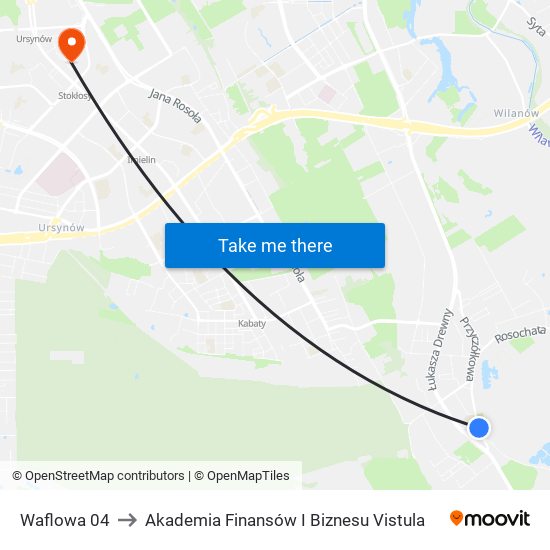 Waflowa 04 to Akademia Finansów I Biznesu Vistula map