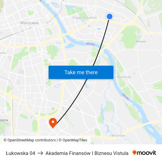 Łukowska to Akademia Finansów I Biznesu Vistula map