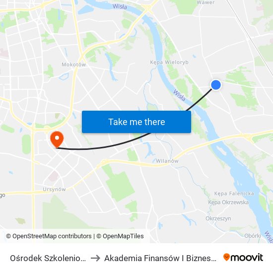 Ośrodek Szkoleniowy 01 to Akademia Finansów I Biznesu Vistula map