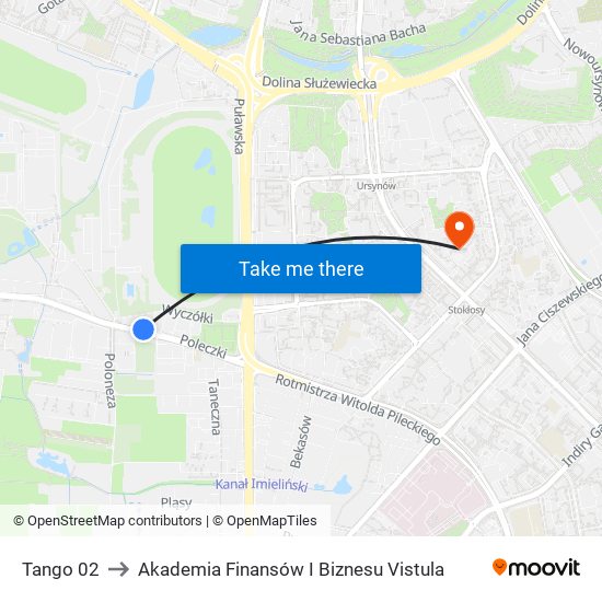 Tango to Akademia Finansów I Biznesu Vistula map
