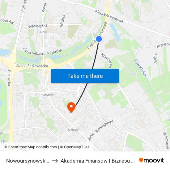 Nowoursynowska to Akademia Finansów I Biznesu Vistula map