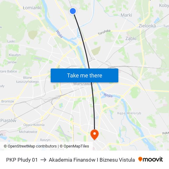 PKP Płudy 01 to Akademia Finansów I Biznesu Vistula map